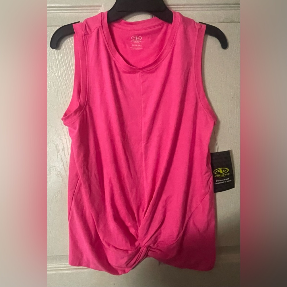🔴 3/$12 Girls’ Athletic Works solid pink tank top. NWT! Size XL!‎